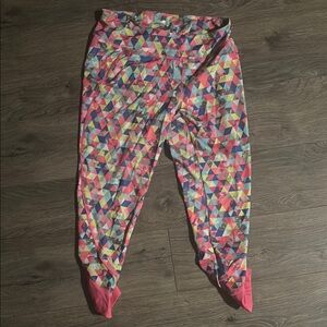 Avia Pink and Blue Floral Leggings with Contrasting Cuff